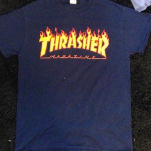 navy blue thrasher shirt